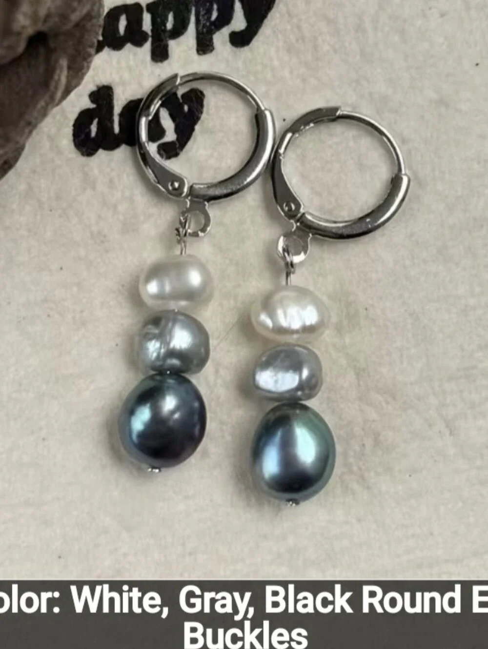 🩶🤍NEW🩶🤍 BEAUTIFUL!! TRI-COLOR Ombre FRESHWATER PEARL Dangle Earrings